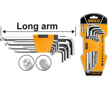 Набор ключей имбусовых HEX 1.5-10 мм, 9 шт INDUSTRIAL INGCO Фотография_1
