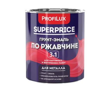 Грунт-эмаль ProfiLux Superprice по ржавчине 3-в-1, 0,9 кг, глубокоматовая, серая Фотография_0