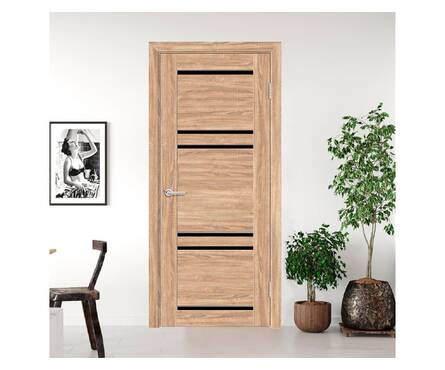 Дверь межкомнатная Дуб Сонома S16 со стеклом черным 800х2005 мм Фотография_1