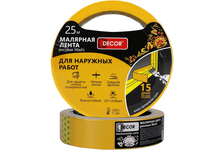 Лента малярная для деликатных поверхностей 38 мм 25 м оранжевая DECOR