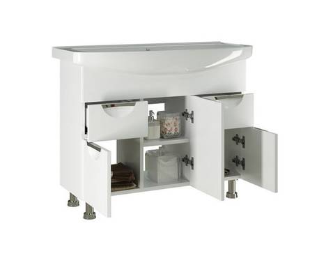  Тумба для ванной Mixline «Этьен 105», с умывальником «Элеганс - 105», белая Фотография_1