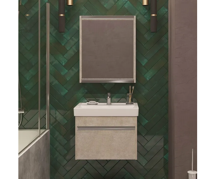 Шкаф-зеркало EvaGold White Stone 60 Фотография_3