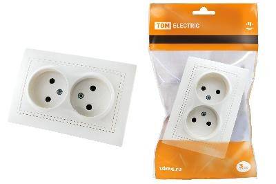 Розетка TDM Таймыр 2-ая б/з, белая, 10А, 250В Фотография_1