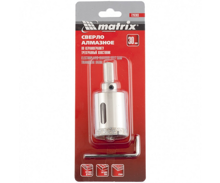 Коронка алмазная по керамограниту 30 мм с центрирующим сверлом MATRIX Фотография_2