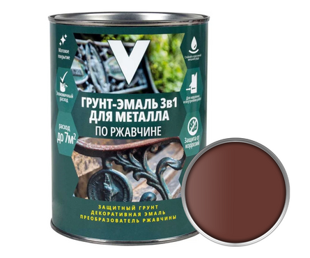 Грунт-эмаль по ржавчине 3 в 1 красно-коричневый V 1.8 кг Фотография_0