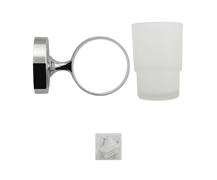 Стакан для зубных щеток одинарный с креплением к стене хром Санакс Фотография_2