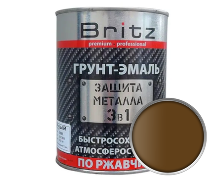 Грунт-эмаль BRITZ по ржавчине 3 в 1 коричневый, 2.2 кг Фотография_0