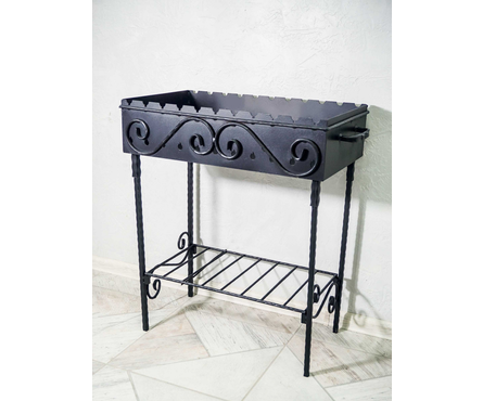 Мангал кованый с декором и подставкой разборной 750х350х700 мм Малый Фотография_1