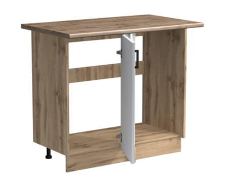 Стол-тумба кухонный угловой универ распашная дверь со столешницей 100 см фасад МДФ Белый/дуб вотан Фотография_1