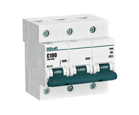 Выключатель автоматический модульный 3п C 100А DeKaft 13009DEK SCHNEIDER ELECTRIC Фотография_0
