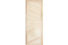 Дверь для бани 1.9х0.7 м глухая, полотно липа, коробка из липы с петлями Диагональная с ребрами