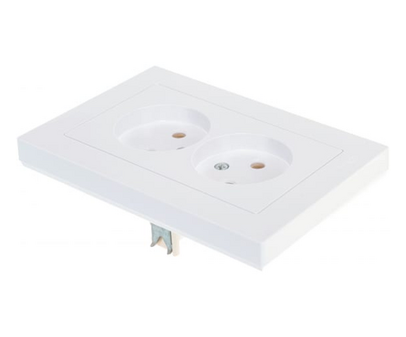 Розетка Schneider Electric ATLAS, белая, двойная, без заземления, в сборе, 16А\250В Фотография_1