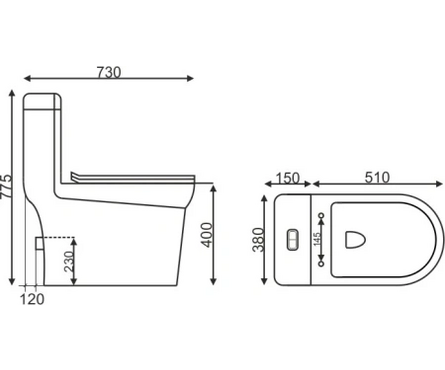 Унитаз-монолит SM9610R безободковый тонкое сиденье ДП (с гофрой и подводкой) EVA GOLD Фотография_1
