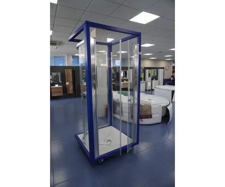 Душевое ограждение полукруг 900х900х2020х4 мм стекло низкий поддон полукруг+сифон Альфа-хром ТРИТОН Фотография_2