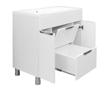 Тумба для ванной Mixline «Этьен 90» белый с умывальником «Нелли - 90» (ПВХ) Фотография_1