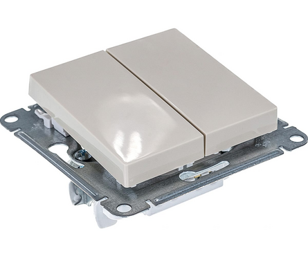 Выключатель ATLAS бежевый, 2-клавишный, 10А\250В (Schneider Electric) Фотография_1