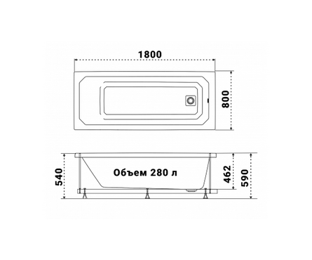 Ванна акриловая 1800х800 мм (каркас+сифон) Прага ТРИТОН Фотография_6