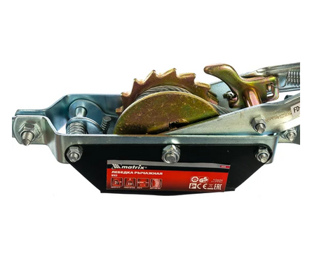 Лебедка рычажная, тяга 2 т, подъем 0.8 т, одинарное храповое колесо MATRIX Фотография_1