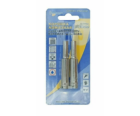 Коронка алмазная по керамограниту 10 мм TRIO-DIAMOND (2 шт/уп) Фотография_1