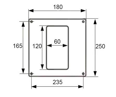 Площадка торцевая Event пластиковая (вертикальная) фланец 60х120 мм, 250х180 мм Фотография_1