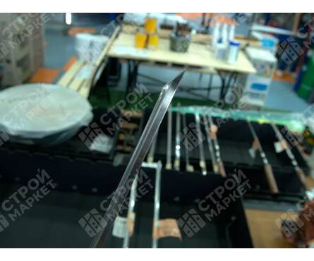 Шампур угловой 600х12х1.5 мм с цельной деревянной рукояткой нержавеющая сталь Фотография_3