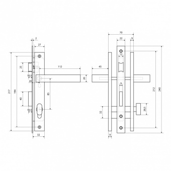 Замок врезной 8520.02.8017 для калитки с ручками коричневый СТАНДАРТ Фотография_1