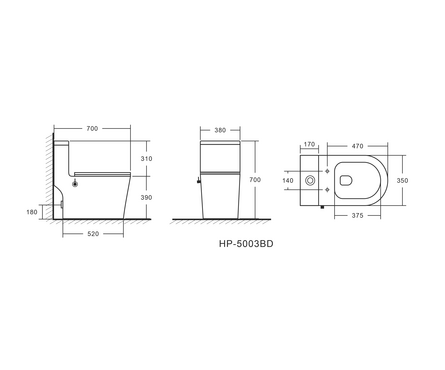 Унитаз-монолит 5003В с биде безободковый тонкое сиденье ДП (с гофрой и подводкой) EVA GOLD Фотография_3