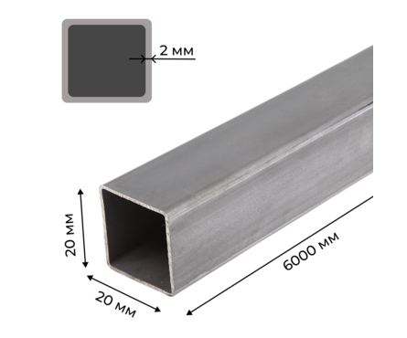 Труба профильная, 20х20х2 мм (6 м) Фотография_1