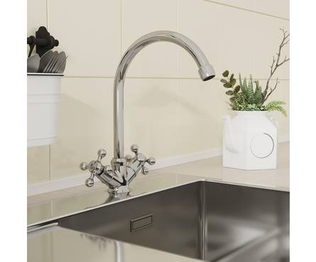 Смеситель для кухни двухвентельный MILARDO высокий гусак хром DUPSB0MJ05 Duplex Фотография_1