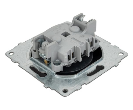 Розетка QUANTUM OVIVO, 1-ая, с заземлением, черный металлик Фотография_1