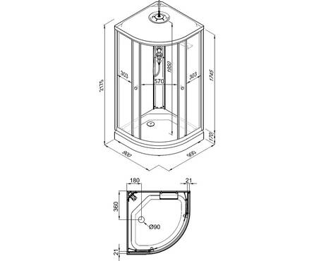 Душевая кабина полукруг 900x900x2175x4 мм низкий поддон Вельвет ТРИТОН Фотография_8