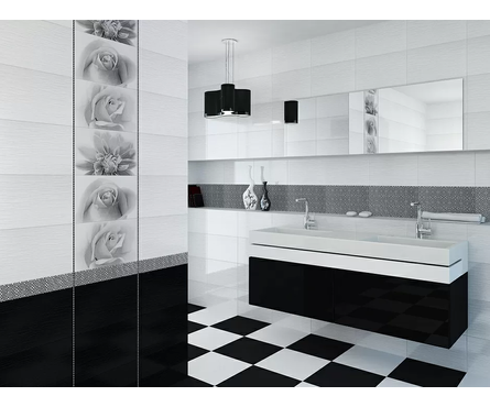 Плитка облицовочная Камелия белая верх 01 250х400х8 мм 1-й сорт Фотография_1