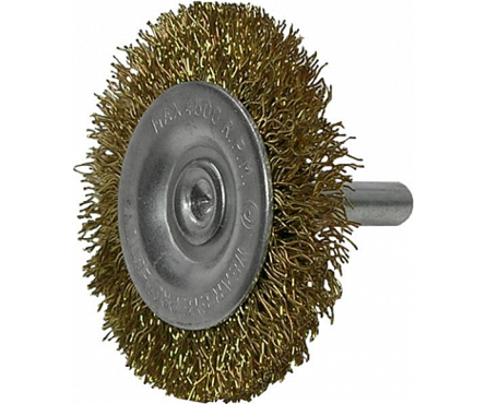 Кордщетка для дрели Bohrer дисковая Колесо латунированная, мягкая, 75 мм, толщина проволоки 0,3 мм Фотография_0