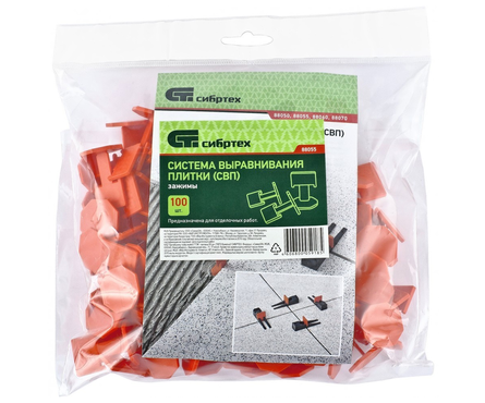 Система выравнивания плитки зажим 1.5 мм 100 шт (СВП) СИБРТЕХ Фотография_1