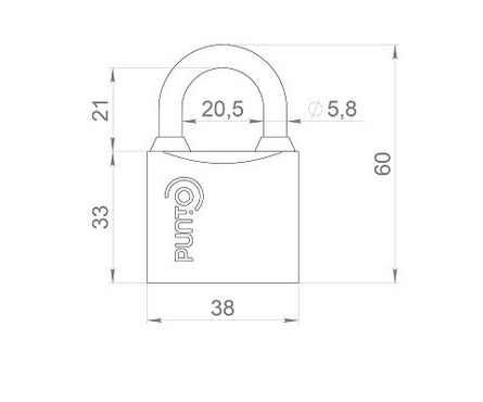 Замок навесной 38 мм всепогодный автозапирание PK-0138 PUNTO Фотография_1