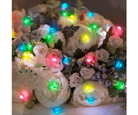 Гирлянда светодиодная 2 м 20 LED ламп, мультиколор с крупными каплям, на батарейках Neon-night Роса Фотография_1