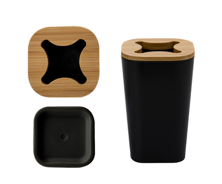 Набор аксессуаров для ванной настольный пластик Черный-бамбук САНАКС Фотография_3