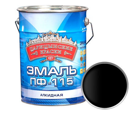 Эмаль Царицынские краски ПФ-115 универсальная, черная (20 кг) Фотография_0