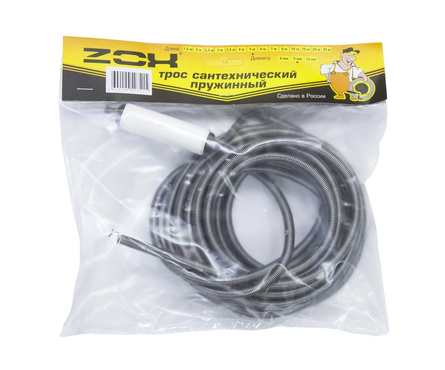 Трос для чистки труб ZOX 9 м, 6 мм, с вращающейся ручкой Фотография_1