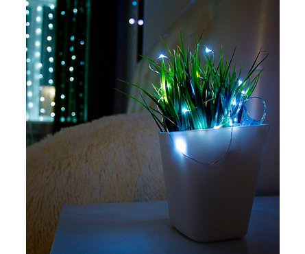 Гирлянда светодиодная 2 м 20 LED ламп, голубая, на батарейках  Neon-night Роса Фотография_2