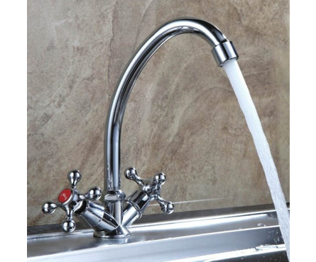 Смеситель для кухни двухвентельный Master хром 555 Фотография_2