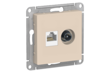 Розетка ATLAS бежевая, двойная, RJ45+TV, 250В (Schneider Electric)
