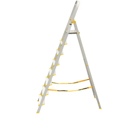 Стремянка алюминиевая 8 ступеней (7+1) профессиональная анодированная 166/54 см/8.1 кг АЛЮМЕТ Фотография_1