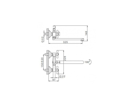 Смеситель для ванны двухвентельный FRAP длинный гусак хром 40 см F2225 Фотография_1