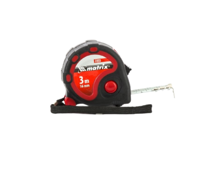 Рулетка Matrix Status 3 fixations, 16 мм, двухкомпонентный корпус, 3 фиксации ленты, 3 м Фотография_1