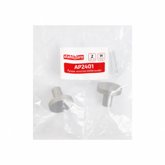 Ручка-кнопка мебельная StahiBuro AP2401 W матовый белый хром (2 шт/уп) Фотография_2