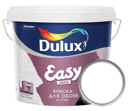 Краска интерьерная для обоев, матовая ВД Dulux EASY белая/база BW, 2.5 л Фотография_0