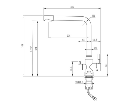 Смеситель для кухни MIXLINE MLSS3220/0320 с выходом для питьевого фильтра, сатин Фотография_4