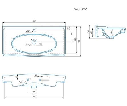 Тумба для ванной Модерн 100 белая с умывальником Модерн 105 Фотография_3