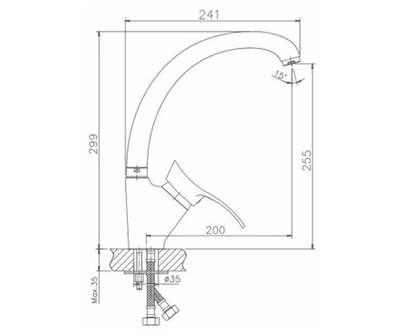 Смеситель для кухни однорычажный HAIBA высокий гусак хром HB4101 Фотография_1